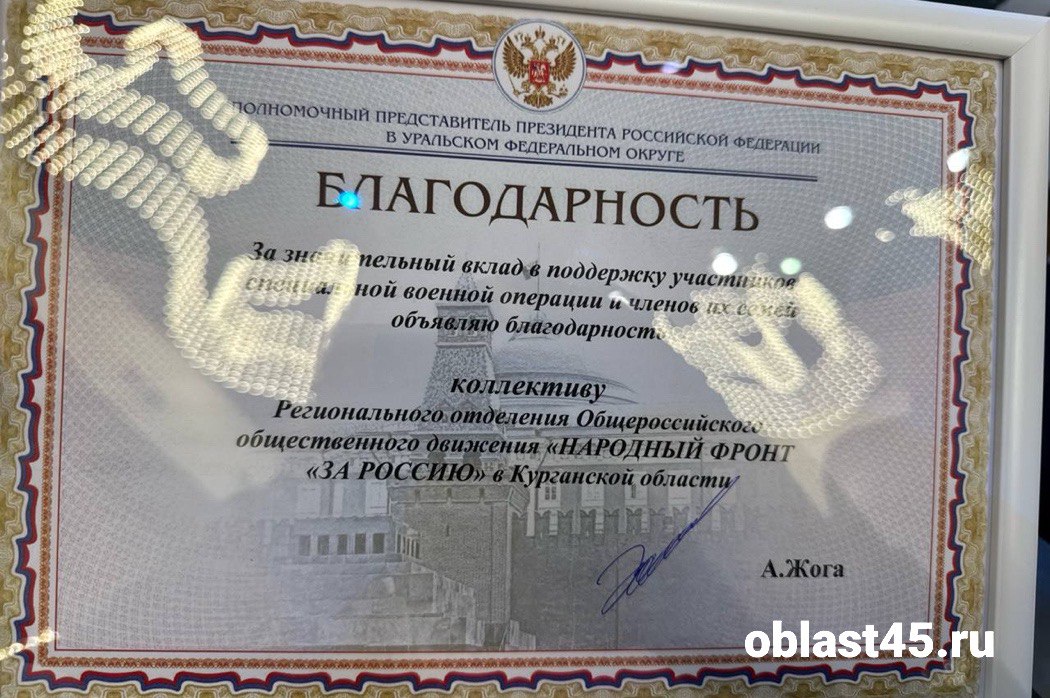 Курганские общественники получили благодарности от полпреда президента в УрФО