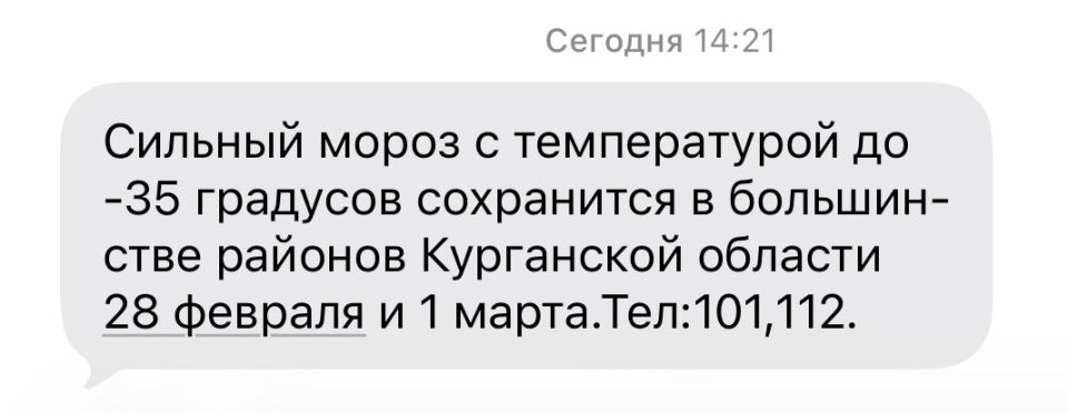 Сильные морозы до 35° идут в Курганскую область