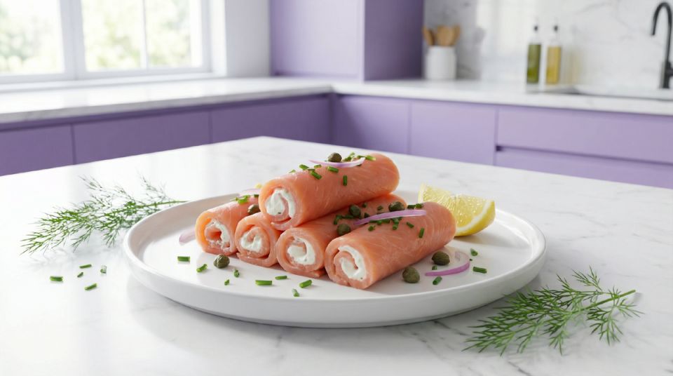 Рулетики из лосося со сливочным сыром: мгновенная закуска без углеводов