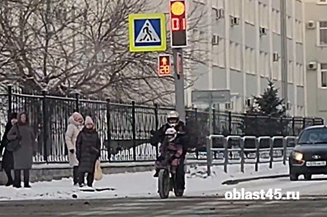 В Кургане ребёнка везли на опасном «необычном транспорте» без места для пассажира