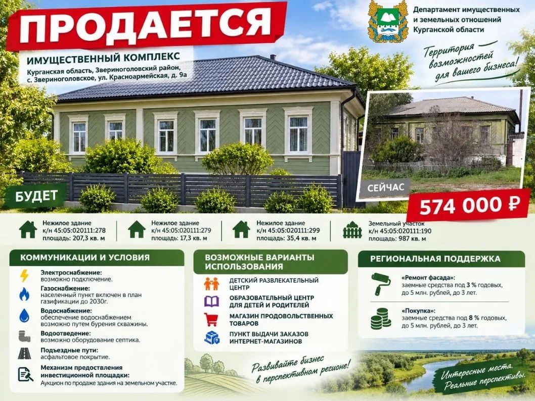 Внимание! Продаётся имущественный комплекс в Курганской области