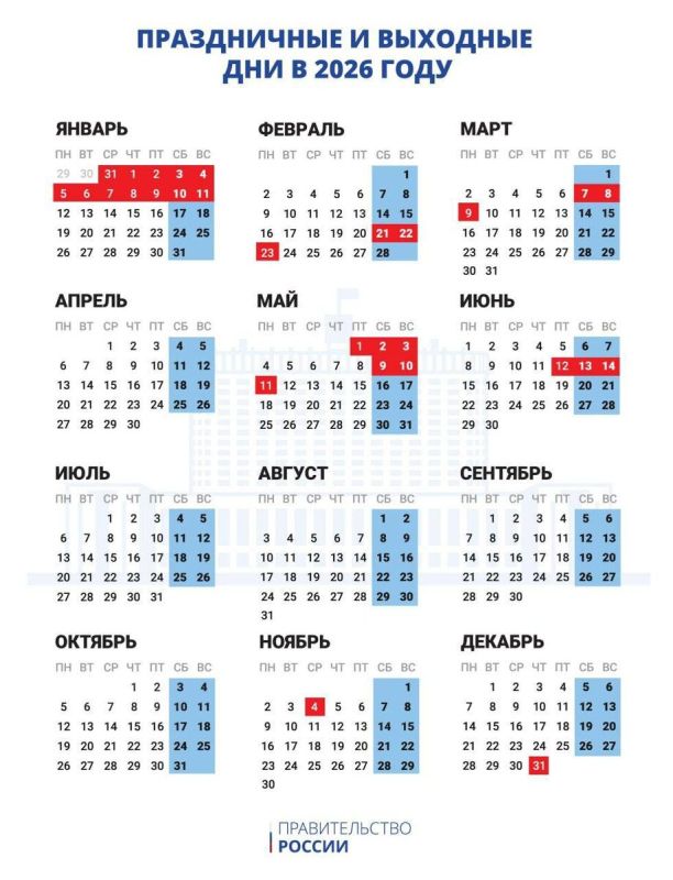Россиян ожидают длительные новогодние праздники в 2026 году